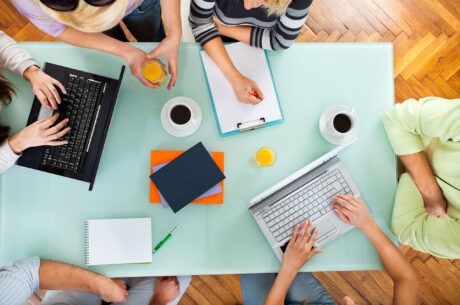 A group of people working together.